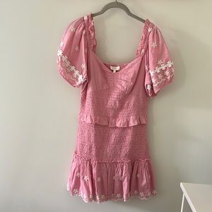 Love shack fancy pink mini dress